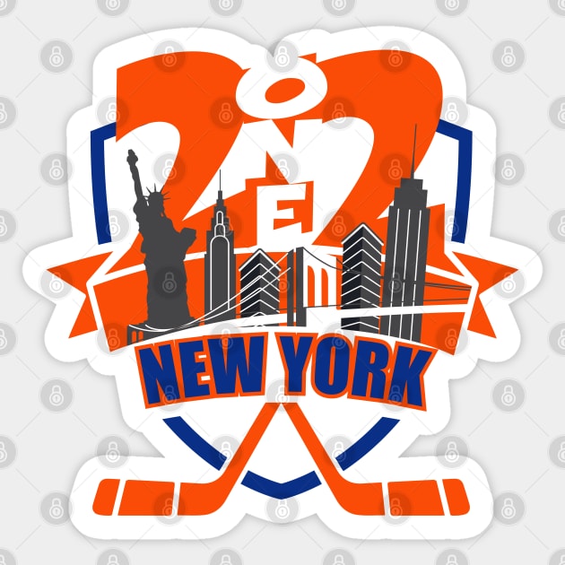 212 New York Hockey Blue/Orange Sticker by AssortedRealitee